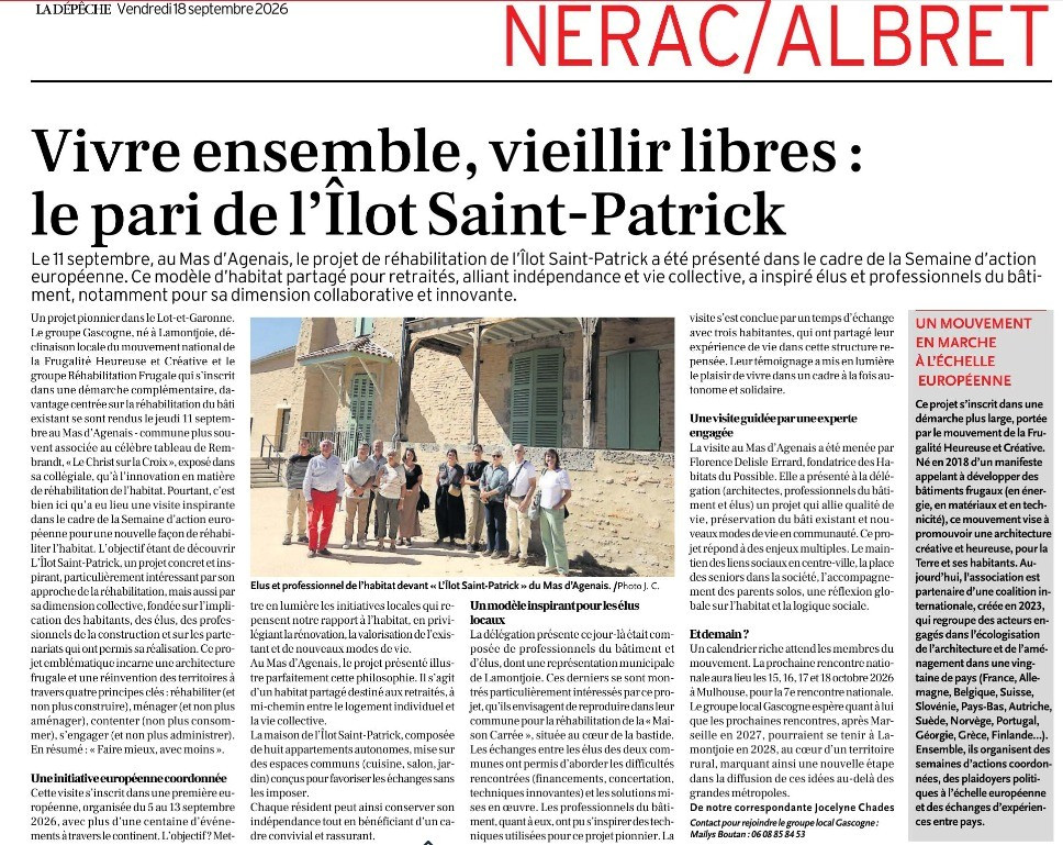 Article de presse du 18 septembre 2026 La dépêche du midi
